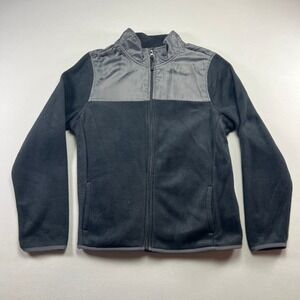 Pony Fleece Jacket Women Large Gray Black Colorblock Winter Full Zip Long Sleeve